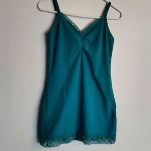 Cotton blend lace tank top turquoise extra large xl